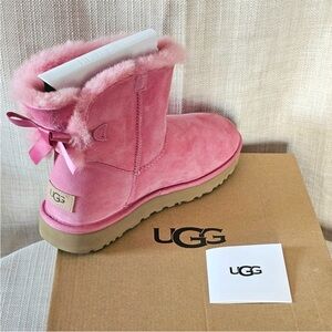 UGG Pink Boots with Ribbon Accent